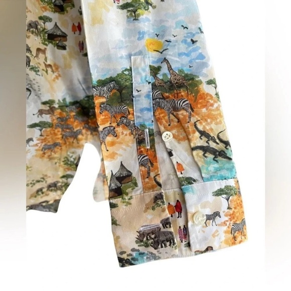 EMANUEL BERG Esme Safari Animal Print Button Down Shirt Size M - Picture 6 of 6